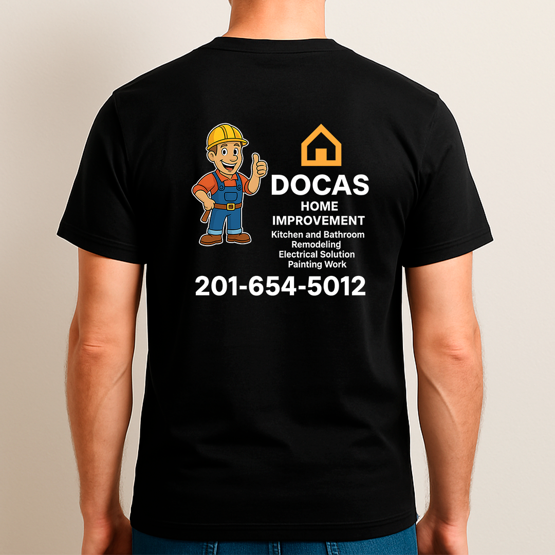 Custom Branded Work T-Shirt – Front Logo & Full Back Business Print