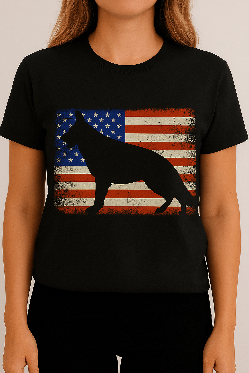 German Shepherd American Flag | Game Day Football Apparel | LNS Laser Engraver Designer LLC