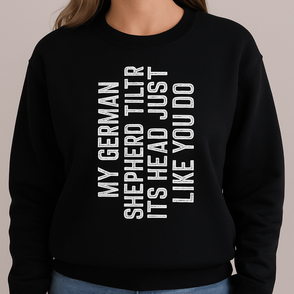 German Shepherd Gift Tilt Head Dog | Game Day Football Apparel | LNS Laser Engraver Designer LLC