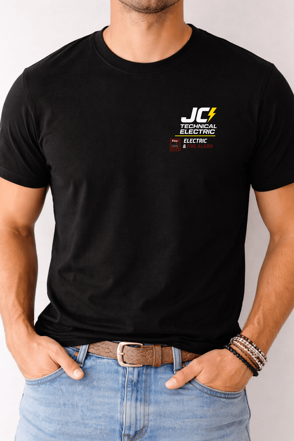JC Technical Electric T-Shirt – Front Logo & Full Back Business Print | Game Day Football Apparel | LNS Laser Engraver Designer LLC