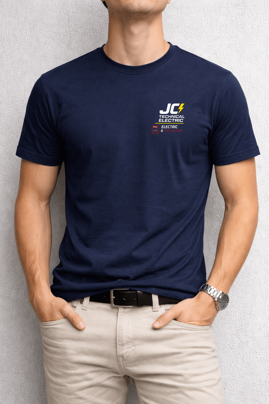 JC Technical Electric T-Shirt – Front Logo & Full Back Business Print | Game Day Football Apparel | LNS Laser Engraver Designer LLC