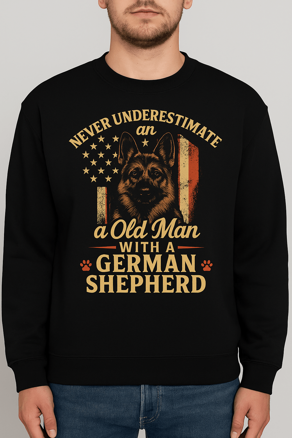 Never Underestimate an old Man with a German Shepherd | Game Day Football Apparel | LNS Laser Engraver Designer LLC