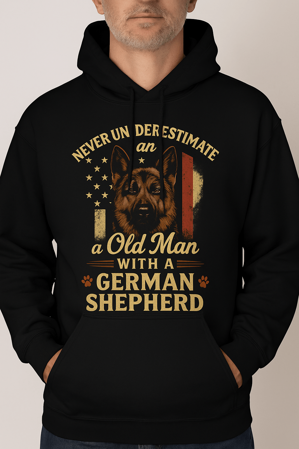 Never Underestimate an old Man with a German Shepherd | Game Day Football Apparel | LNS Laser Engraver Designer LLC
